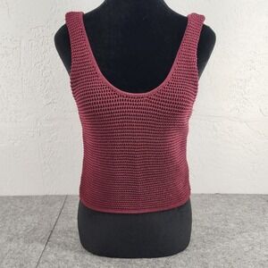 House of Harlow 1960 Burgundy Crochet Knit Tank Top Boho Festival Summer Women S